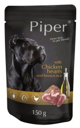 Piper Pouch Adult With Chicken Hearts and Brown Rice 150gr